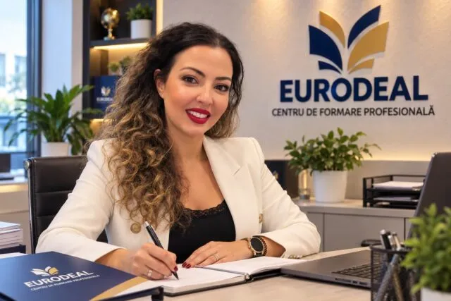 Gabriela Panait, manager de marketing Eurodeal, la birou